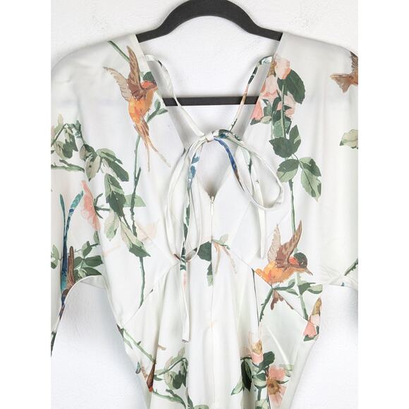 Hope Ivy Maxi Dress Kimono Maternity Bird Swallow Floral Tropical Cream Size 4 - Picture 9 of 14